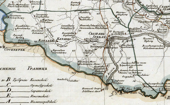 карта Сызранского уезда 1821 года
