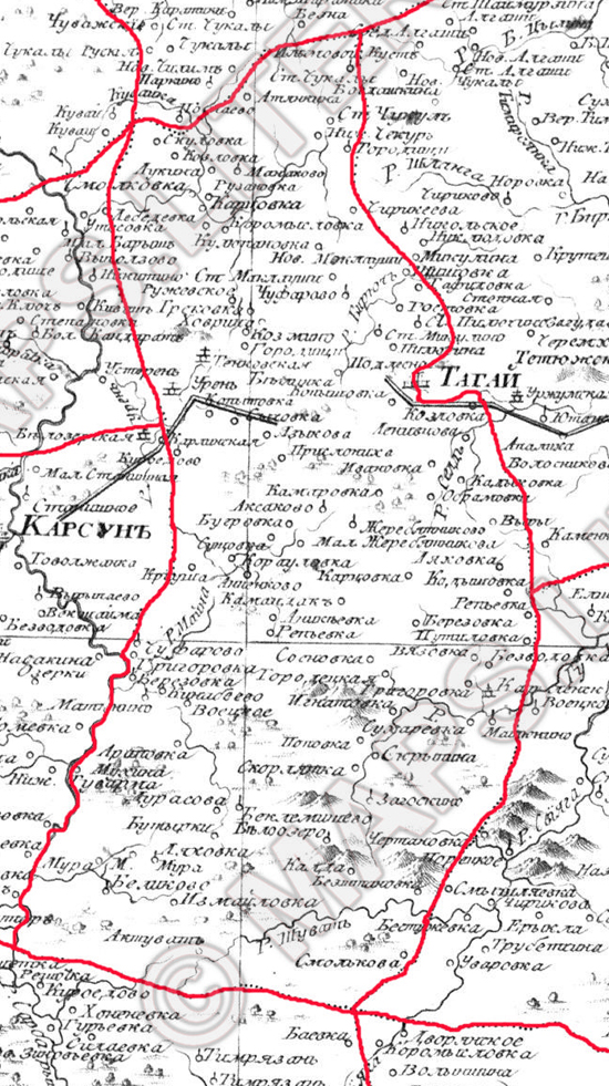 карта Тагайского уезда 1792 года