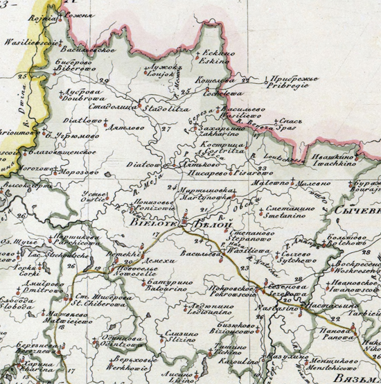 карта Бельского уезда 1821 года