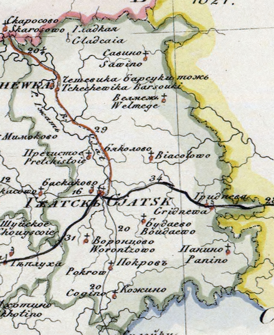 карта Гжатского уезда 1821 года
