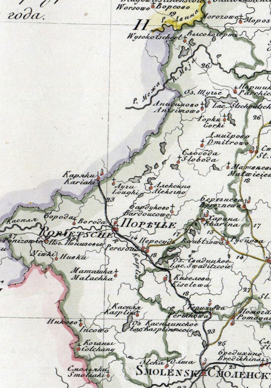 карта Поречского уезда 1821 года