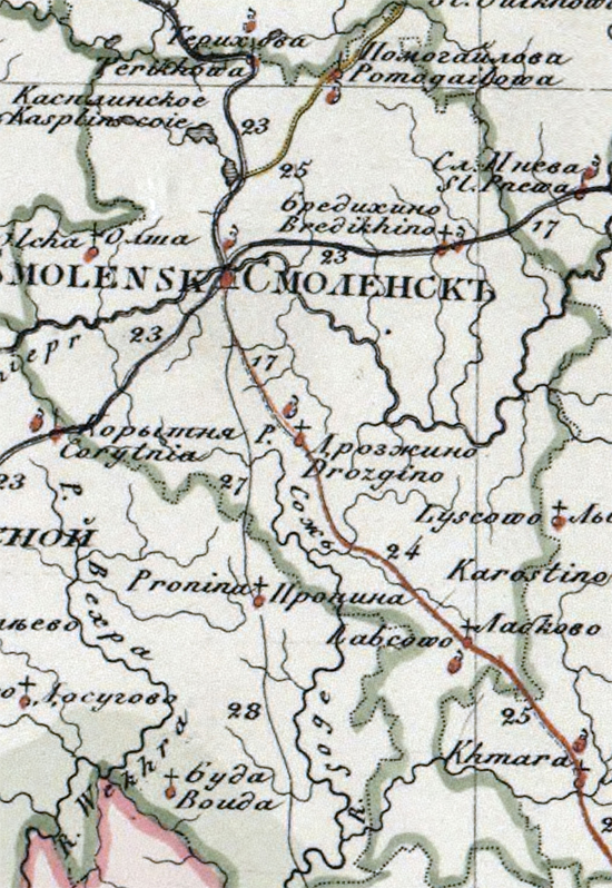 карта Смоленского уезда 1821 года