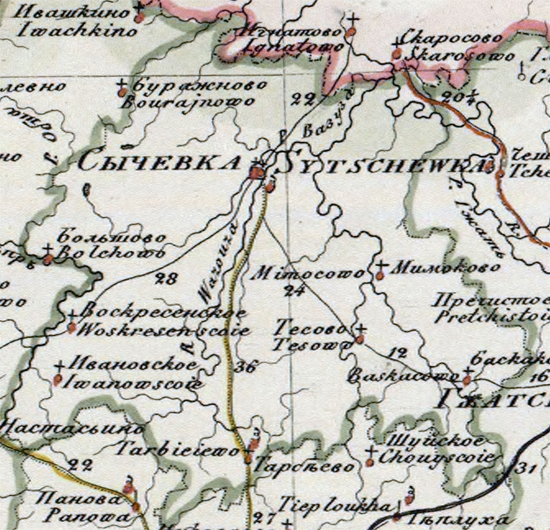 карта Сычёвского уезда 1821 года