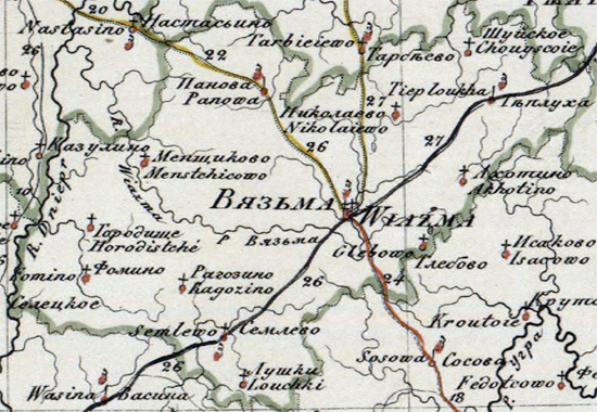 карта Вяземского уезда 1821 года