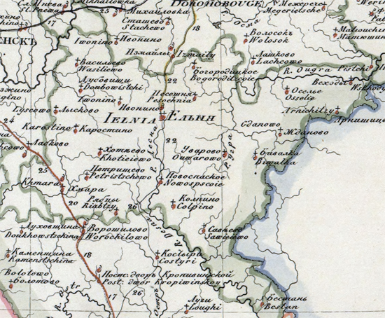 карта Ельнинского уезда 1821 года