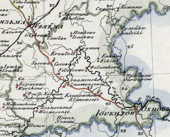 карта Юхновского уезда 1821 года
