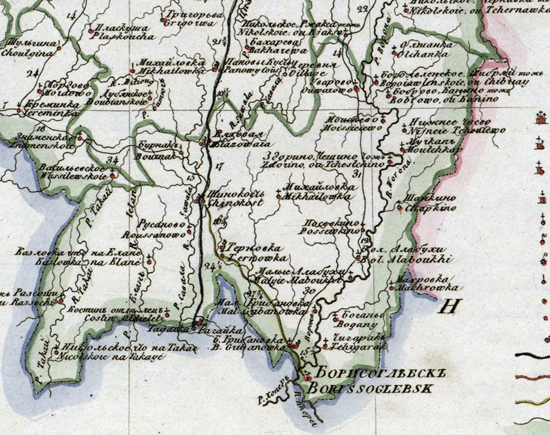 карта Борисоглебского уезда 1821 года