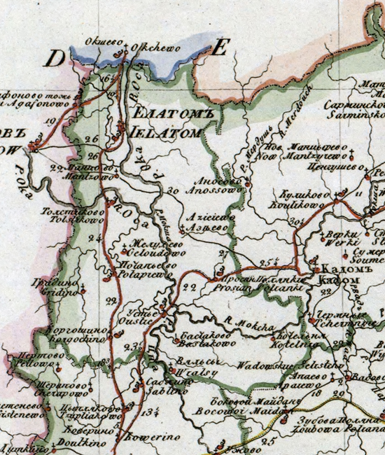 карта Елатомского уезда 1821 года