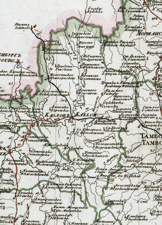 карта Козловского уезда 1821 года