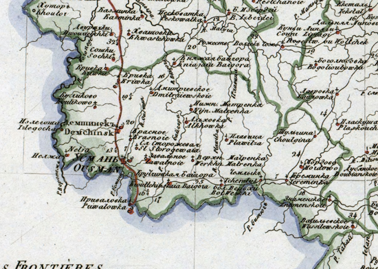 карта Усманского уезда 1821 года