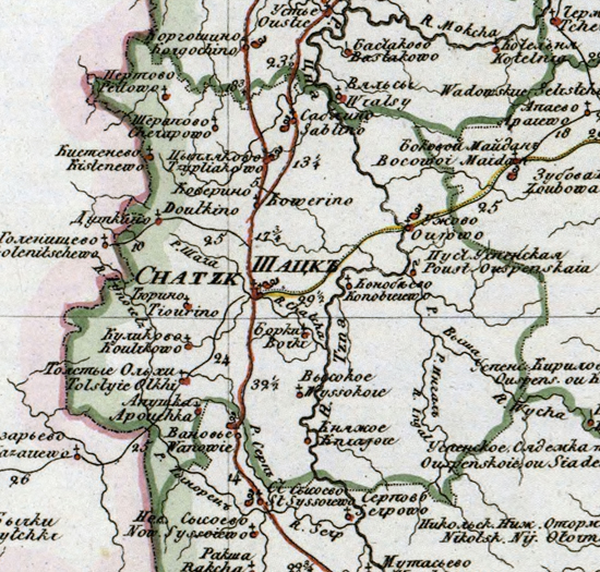 карта Шацкого уезда 1821 года