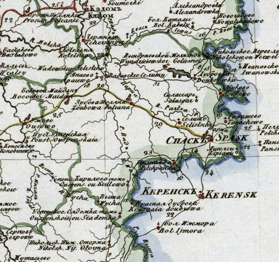 карта Спасского уезда 1821 года