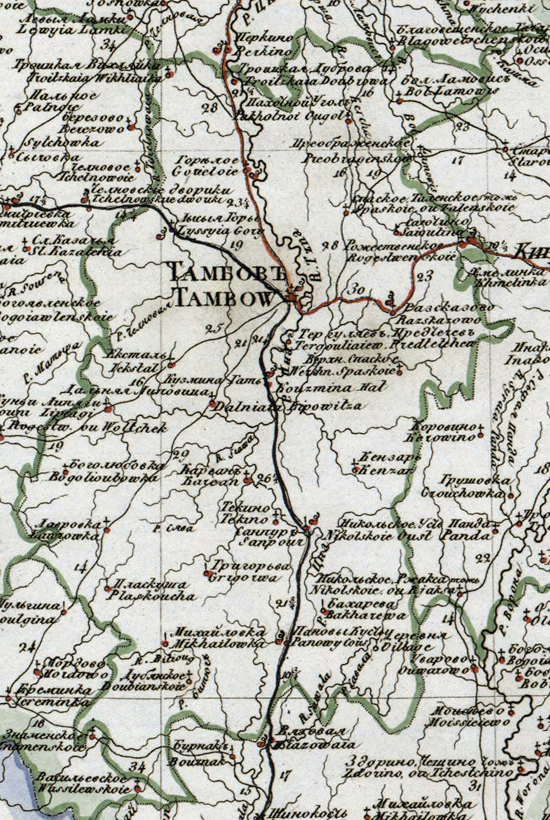 карта Тамбовского уезда 1821 года