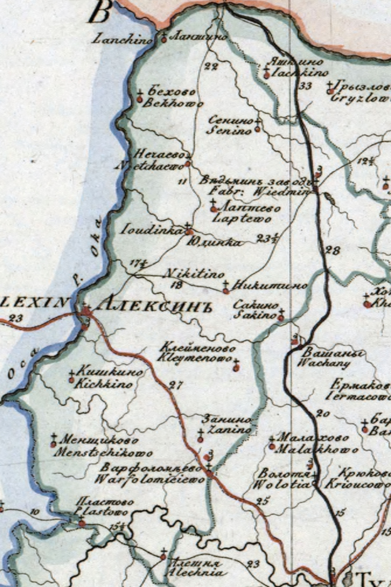 карта Алексинского уезда 1821 года