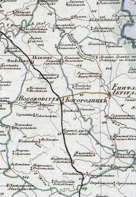 карта Богородицкого уезда 1821 года