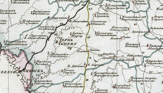 карта Чернского уезда 1821 года