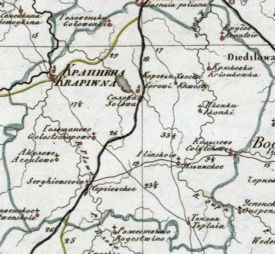 карта Крапивенского уезда 1821 года