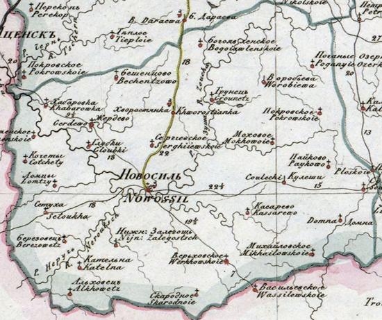 карта Новосильского уезда 1821 года