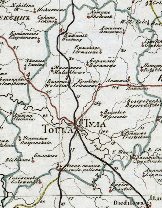 карта Тульского уезда 1821 года