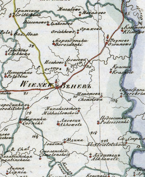 карта Венёвского уезда 1821 года