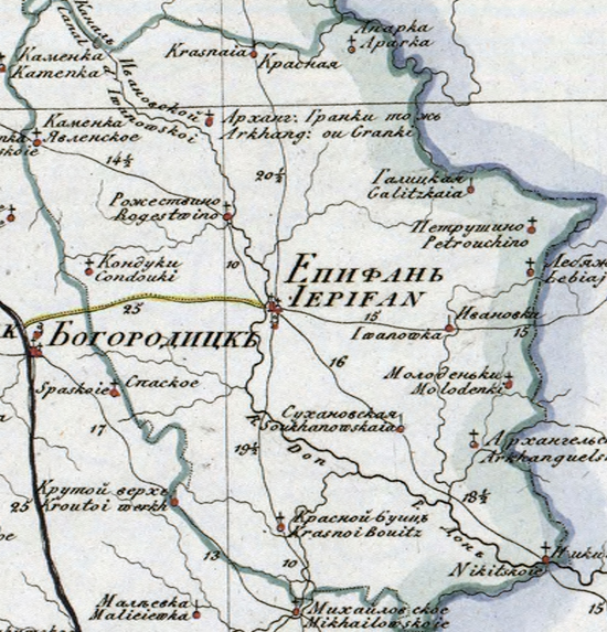 карта Епифанского уезда 1821 года