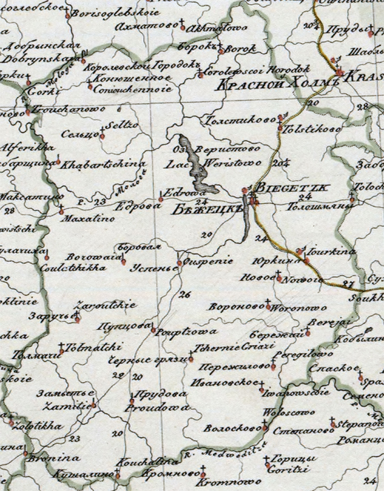 карта Бежецкого уезда 1821 года