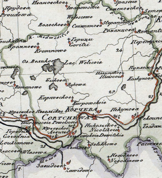 карта Корчевского уезда 1821 года