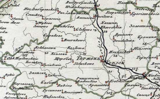 карта Новоторжского уезда 1821 года