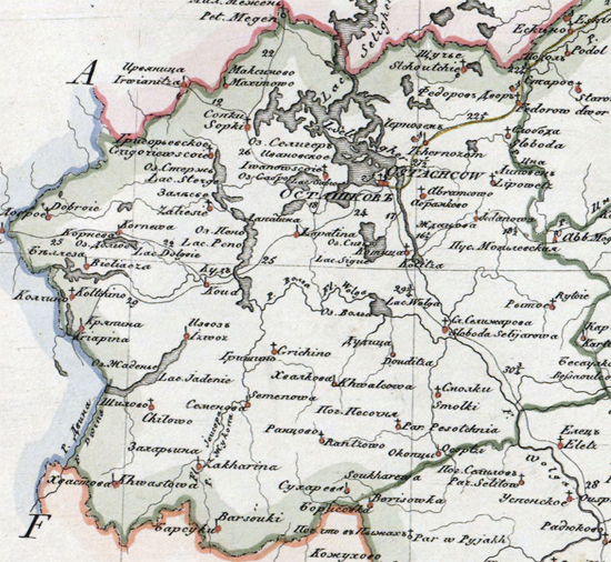 карта Осташковского уезда 1821 года