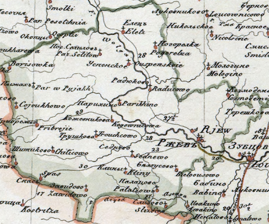 карта Ржевского уезда 1821 года