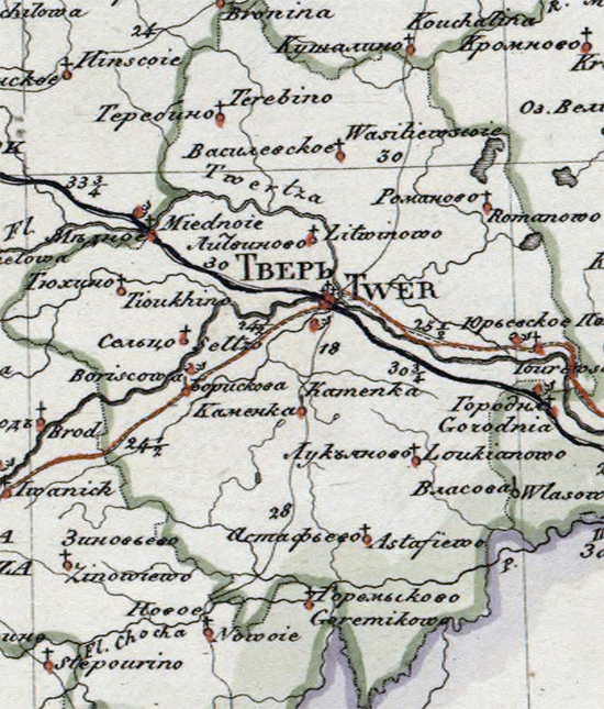 карта Тверского уезда 1821 года
