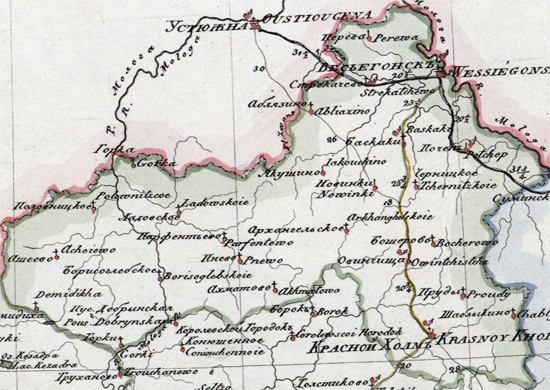 карта Весьегонского уезда 1821 года