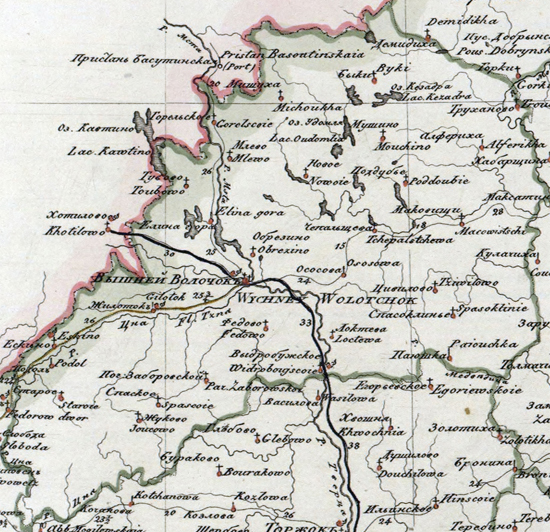 карта Вышневолоцкого уезда 1821 года