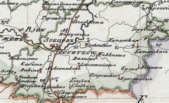 карта Зубцовского уезда 1821 года