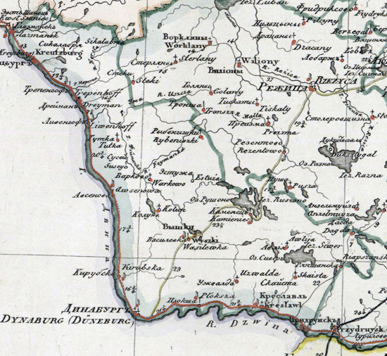 карта Динабургского (Двинского) уезда 1821 года