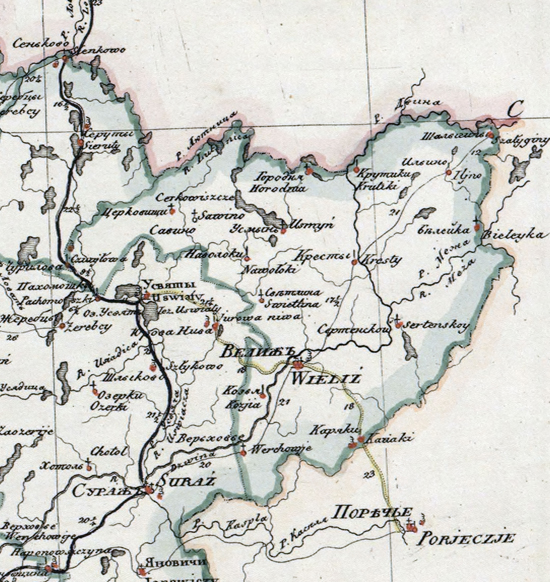 карта Велижского уезда 1821 года