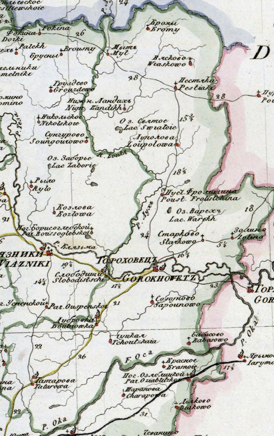карта Гороховецкого уезда 1821 года