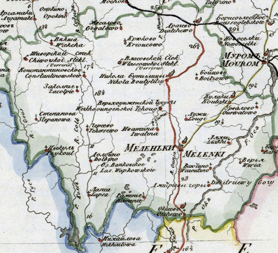 карта Меленковского уезда 1821 года