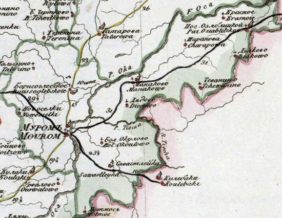 карта Муромского уезда 1821 года