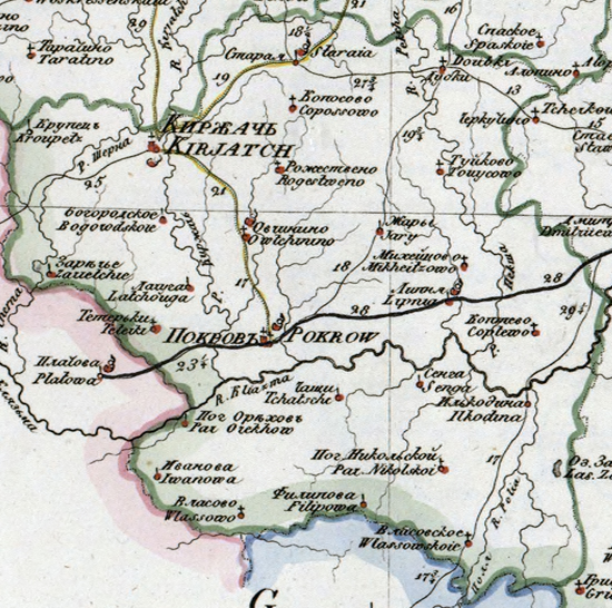 карта Покровского уезда 1821 года