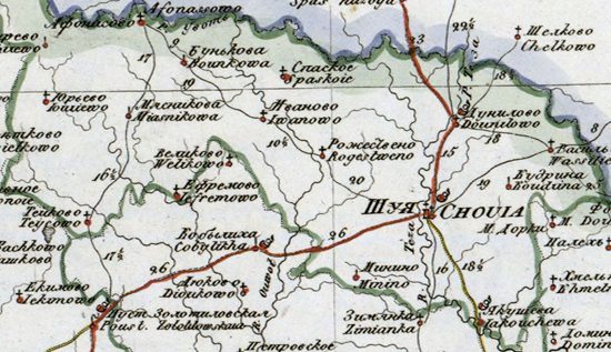 карта Шуйского уезда 1821 года