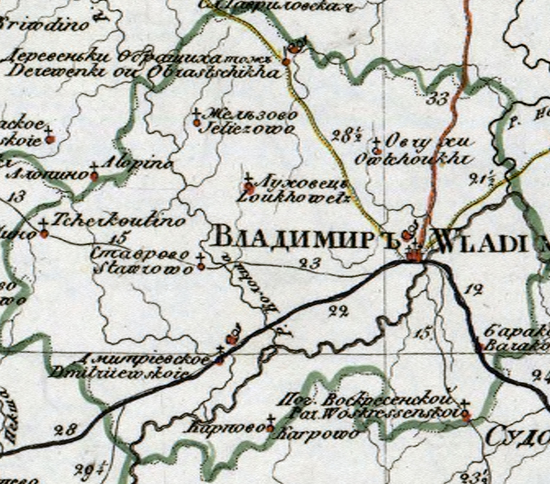 карта Владимирского уезда 1821 года