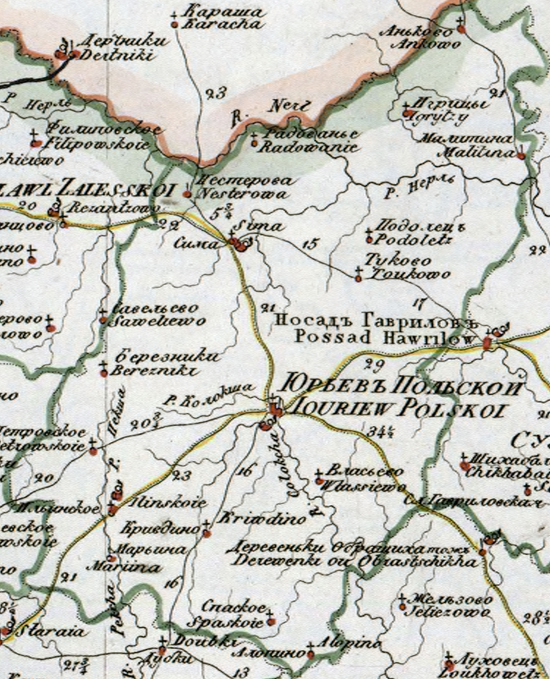 карта Юрьев-Польского уезда 1821 года