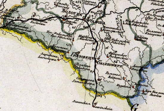 карта Грязовецкого уезда 1821 года
