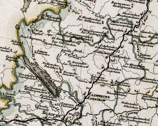 карта Кадниковского уезда 1821 года