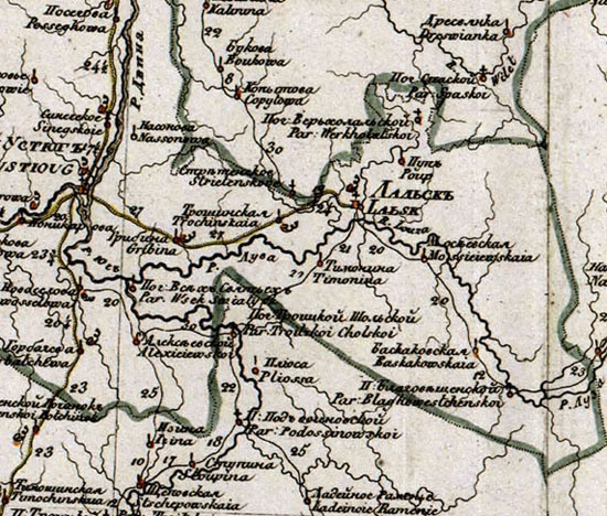карта Лальского уезда 1821 года