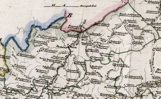 карта Вельского уезда 1821 года
