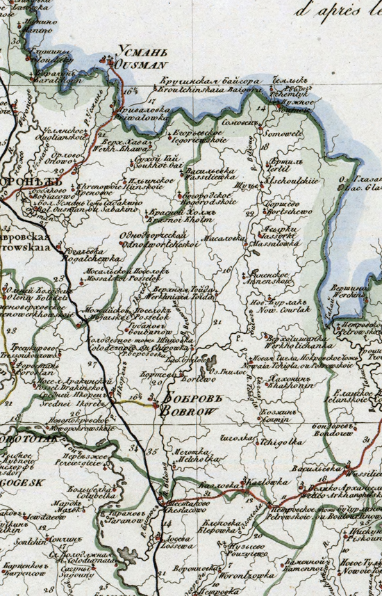 карта Бобровского уезда 1821 года