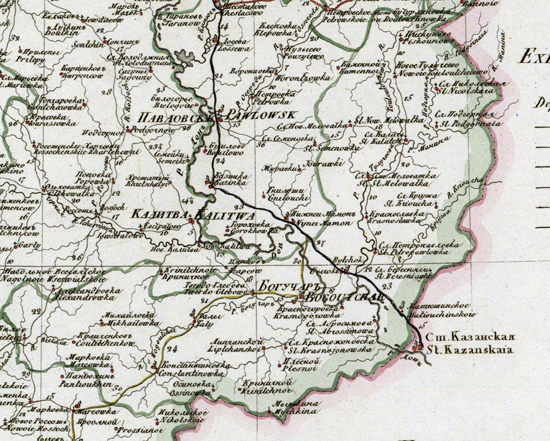 карта Богучарского уезда 1821 года