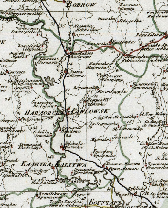 карта Павловского уезда 1821 года